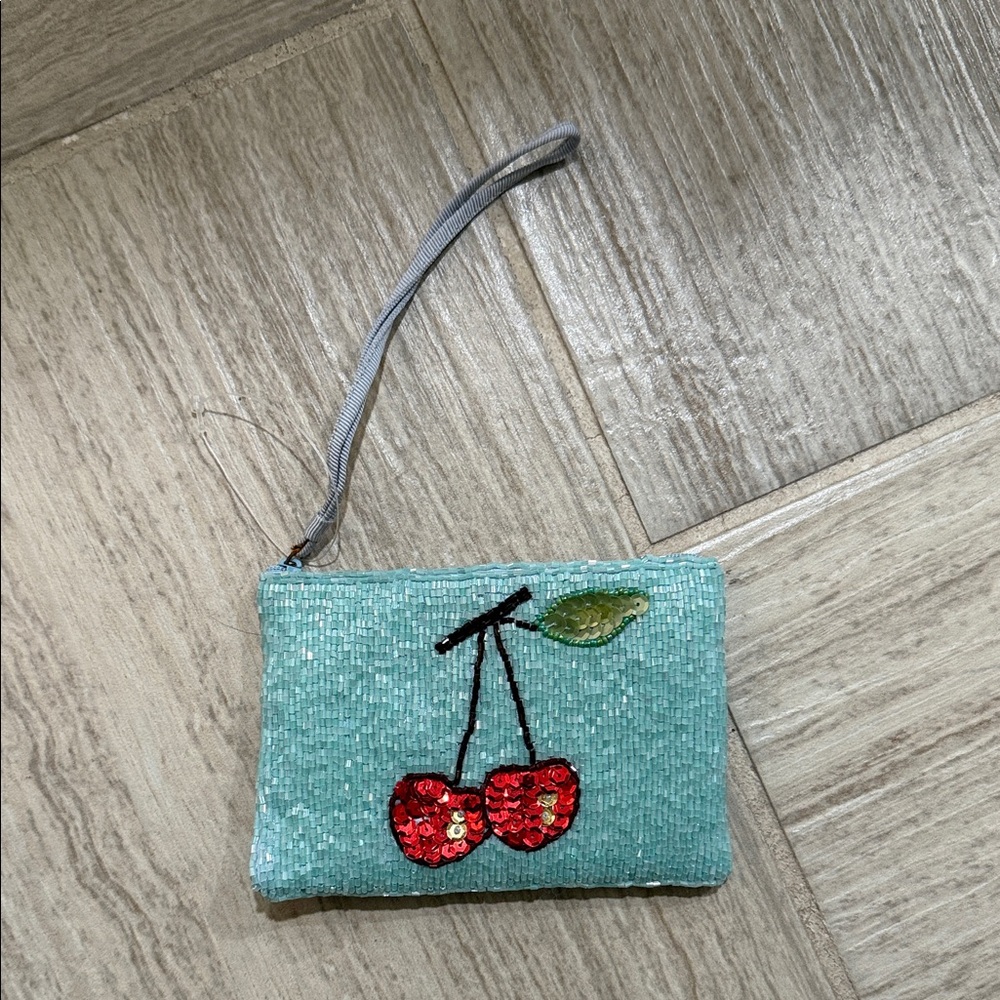 NWOT Liz Claiborne Sequin Cherry Wristlet